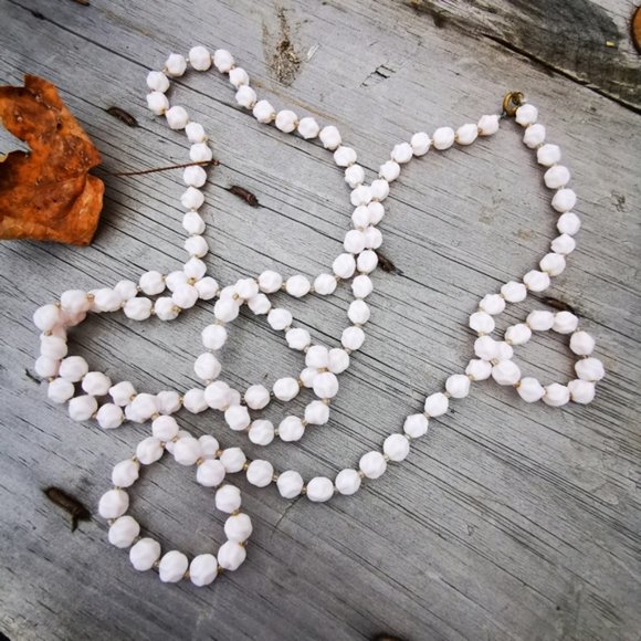 Vintage W. Germany Pale Pink Stone Beaded Necklace - Picture 6 of 13